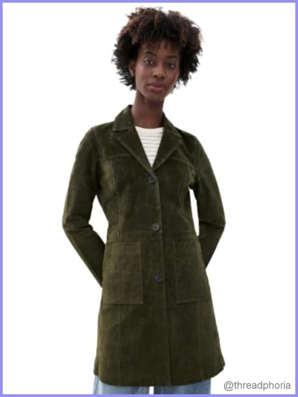 Mid-Weight Suede Trench Coat Long Sleeve Collared Button Placket